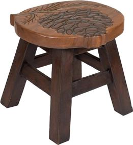 img 4 attached to Hand-Carved Acacia Hardwood Decorative Short Stool with Pinecone Design by Sea Island Imports