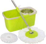 🧼 shihuan dual spin mop: clean & dirty water bucket + 2 microfiber mop heads logo
