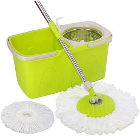 img 4 attached to 🧼 SHIHUAN Dual Spin Mop: Clean & Dirty Water Bucket + 2 Microfiber Mop Heads