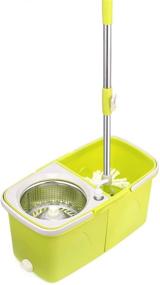 img 2 attached to 🧼 SHIHUAN Dual Spin Mop: Clean & Dirty Water Bucket + 2 Microfiber Mop Heads