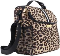 🐆 leopard insulated lunch bag for women: spacious tote with detachable strap & buckle handle logo