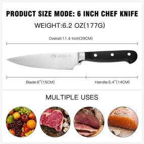 img 1 attached to 🔪 Ghosdlich 6 inch Pro Chef Knife - German Stainless Steel 5Cr15Mov (HRC58), Full Tang, Ultra-sharp Classic Cooks Knife with Ergonomic Handle for Home Kitchen and Restaurant