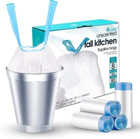 img 4 attached to 🗑️ Lifegogo Medium Kitchen Trash Bags, Unscented White Trash Bags, No Perforation Drawstring, 30L / 8 Gal, 80 Ct