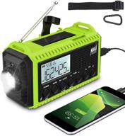 📻 5000mah weather radio with emergency solar hand crank - portable survival radio for outdoor and home emergencies | am/fm/sw noaa, 5 power sources, sos alarm, flashlight, reading lamp usb charge (green) logo