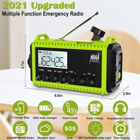 img 3 attached to 📻 5000mAh Weather Radio with Emergency Solar Hand Crank - Portable Survival Radio for Outdoor and Home Emergencies | AM/FM/SW NOAA, 5 Power Sources, SOS Alarm, Flashlight, Reading Lamp USB Charge (Green)