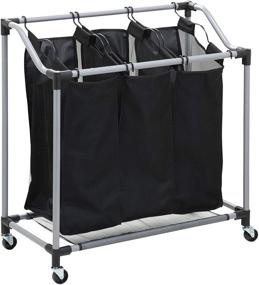 img 3 attached to 🧺 Honey-Can-Do 3-Compartment Laundry Sorter with Mesh Bags, Steel/Black