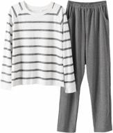 fashion striped sleeve pajamas 11y 17y logo