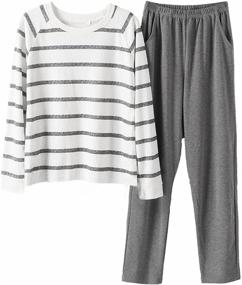 img 4 attached to Fashion Striped Sleeve Pajamas 11Y 17Y