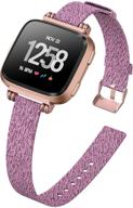 🏻 kimilar woven band compatible with fitbit versa/versa 2/versa lite bands, stylish fabric beaded bracelet slim replacement breathable strap for versa smart watch - women's accessories wristband logo