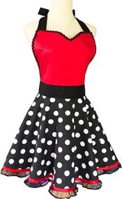 img 2 attached to Women's Cute Retro Cotton Cooking Polka Dot Apron Dress with Extra Pocket - Vintage Gift for Women and Girls