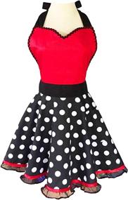 img 4 attached to Women's Cute Retro Cotton Cooking Polka Dot Apron Dress with Extra Pocket - Vintage Gift for Women and Girls