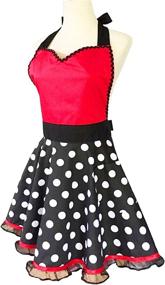img 3 attached to Women's Cute Retro Cotton Cooking Polka Dot Apron Dress with Extra Pocket - Vintage Gift for Women and Girls