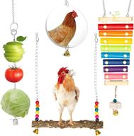 🐔 [4 pcs pack] interactive chicken toys: coop feeder, mirror, xylophone swing, and veggie holder for hens and chicks logo