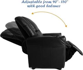 img 2 attached to 🪑 JC HOME Contemporary Leather Kids Recliner: Cup Holder, Headrest, Dark Black