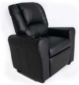 img 4 attached to 🪑 JC HOME Contemporary Leather Kids Recliner: Cup Holder, Headrest, Dark Black