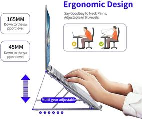 img 1 attached to 💻 Подставка для ноутбука VAJUN - регулируемый алюминиевый подъемник, эргономичный компьютерный лифт для стола - серебристый, совместим с ноутбуками от 10 до 15,6 дюймов.