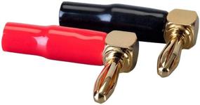 img 4 attached to 🔌 10 Pairs of Monoprice Right Angle Banana Speaker Wire Cable Screw Plug Connectors (121915) in Black/Red - 24k Gold Plated