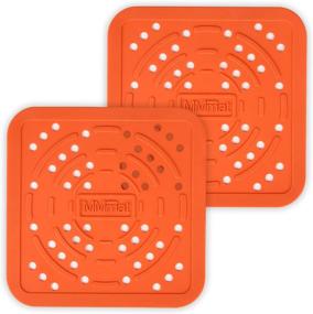 img 4 attached to 🍟 MMmat Reusable Air Fryer Liners - 8.5 Inch/7.5 Inch Square, Premium German Silicone Air Fryer Mats, Non-Stick Basket Accessories - Pack of 2