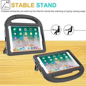 img 2 attached to 📱 MOXOTEK iPad Mini Kids Case - Durable Shockproof Handle Stand Cover with Screen Protector (Black)