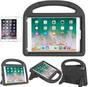 img 4 attached to 📱 MOXOTEK iPad Mini Kids Case - Durable Shockproof Handle Stand Cover with Screen Protector (Black)