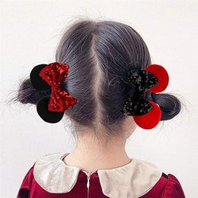 img 1 attached to 🐭 Sequin Velvet Mouse Ear Scrunchies Headband Set - Perfect for Women, Girls, and Kids (4 PCS)