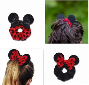 img 3 attached to 🐭 Sequin Velvet Mouse Ear Scrunchies Headband Set - Perfect for Women, Girls, and Kids (4 PCS)