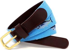 img 3 attached to 👔 Exquisite Bluefin Needlepoint Hand Stitched Leather Men's Accessories: Superior Quality Belts