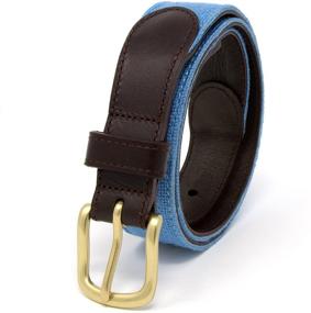 img 2 attached to 👔 Exquisite Bluefin Needlepoint Hand Stitched Leather Men's Accessories: Superior Quality Belts