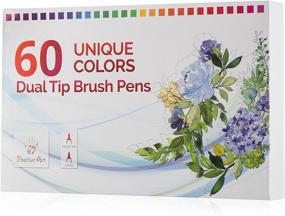 img 2 attached to 🎨 Dual Tip Brush Pens 60 Unique Colors: Wide Variety For All Arts & Crafts, Ultra Fine & Jumbo Tip, Color Chart & Stickers, Storing Case