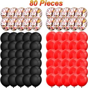 img 4 attached to 🎈 80-Piece Lumberjack Party Balloons Set for Birthday, Baby Shower, Wedding, Graduation, 4th of July Decorations - Confetti Latex Balloons (12 inch, Red and Black)