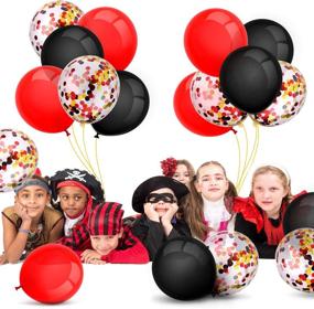 img 3 attached to 🎈 80-Piece Lumberjack Party Balloons Set for Birthday, Baby Shower, Wedding, Graduation, 4th of July Decorations - Confetti Latex Balloons (12 inch, Red and Black)