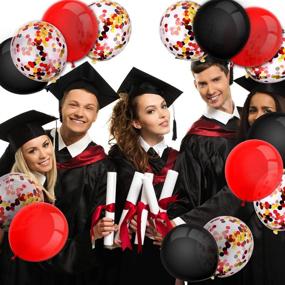 img 2 attached to 🎈 80-Piece Lumberjack Party Balloons Set for Birthday, Baby Shower, Wedding, Graduation, 4th of July Decorations - Confetti Latex Balloons (12 inch, Red and Black)