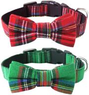 🎅 malier dog collar: christmas plaid design with bow tie & adjustable buckle - ideal for dogs and cats of all sizes logo