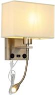 modern brushed nickel led wall reading lamp - liylan bedroom wall sconce with usb port, plug-in cord, and on/off switch логотип