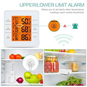 img 1 attached to 🌡️ ORIA Refrigerator Thermometer with 2 Wireless Sensors: Digital Touchscreen, Backlight, Audible Alarm LCD Display - Ideal for Home, Restaurants, Bars