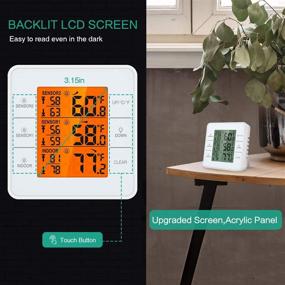 img 2 attached to 🌡️ ORIA Refrigerator Thermometer with 2 Wireless Sensors: Digital Touchscreen, Backlight, Audible Alarm LCD Display - Ideal for Home, Restaurants, Bars