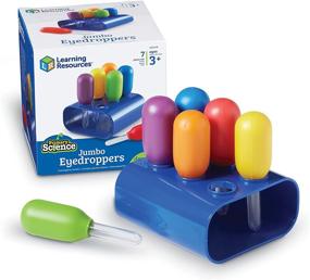 img 4 attached to 🌈 Jumbo Colorful Eyedroppers Set of 6 with Stand - Learning Resources for Science Class, Sensory Table Accessories