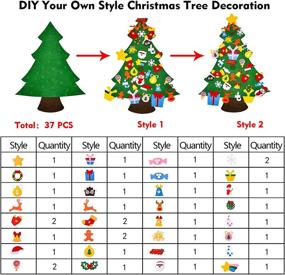 img 1 attached to DIY Felt Christmas Tree Set with 37 Crafts Ornaments, 3.7 FT Tall, and 10FT LED 🎄 String Lights - Festive Indoor Wall Hanging Christmas Decor for Home Door Wall. Perfect Xmas Kids Children Gifts!