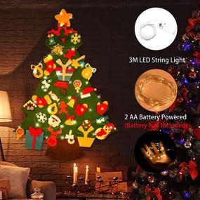 img 2 attached to DIY Felt Christmas Tree Set with 37 Crafts Ornaments, 3.7 FT Tall, and 10FT LED 🎄 String Lights - Festive Indoor Wall Hanging Christmas Decor for Home Door Wall. Perfect Xmas Kids Children Gifts!