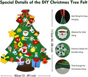 img 3 attached to DIY Felt Christmas Tree Set with 37 Crafts Ornaments, 3.7 FT Tall, and 10FT LED 🎄 String Lights - Festive Indoor Wall Hanging Christmas Decor for Home Door Wall. Perfect Xmas Kids Children Gifts!