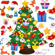 diy felt christmas tree set with 37 crafts ornaments, 3.7 ft tall, and 10ft led 🎄 string lights - festive indoor wall hanging christmas decor for home door wall. perfect xmas kids children gifts! логотип