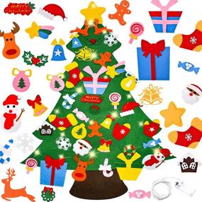 img 4 attached to DIY Felt Christmas Tree Set with 37 Crafts Ornaments, 3.7 FT Tall, and 10FT LED 🎄 String Lights - Festive Indoor Wall Hanging Christmas Decor for Home Door Wall. Perfect Xmas Kids Children Gifts!