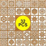 32-piece mandala stencils set: painting stencils for wood (6 x 6 inch) – rangoli stencils, art supplies for flower painting, template for floor, wall, tile, fabric, and wood diy decor logo