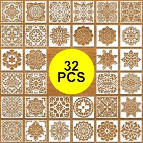 img 4 attached to 32-Piece Mandala Stencils Set: Painting Stencils for Wood (6 x 6 inch) – Rangoli Stencils, Art Supplies for Flower Painting, Template for Floor, Wall, Tile, Fabric, and Wood DIY Decor