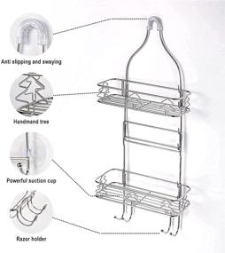img 1 attached to 🚿 Maximize Space & Convenience with our Large Capacity Hanging Shower Caddy Rack - 2 Tiers, Extra Tall, Razor Holder, Suction Cups Hooks