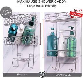 img 3 attached to 🚿 Maximize Space & Convenience with our Large Capacity Hanging Shower Caddy Rack - 2 Tiers, Extra Tall, Razor Holder, Suction Cups Hooks