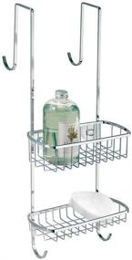 img 1 attached to 🚿 Optimize your Bathroom Storage with InterDesign Gia Over Shower Door Caddy - Stainless Steel Shelves for Shampoo, Conditioner, and Soap