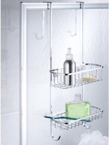 img 3 attached to 🚿 Optimize your Bathroom Storage with InterDesign Gia Over Shower Door Caddy - Stainless Steel Shelves for Shampoo, Conditioner, and Soap