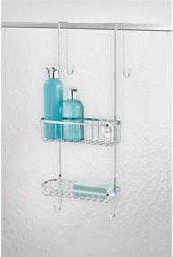 img 2 attached to 🚿 Optimize your Bathroom Storage with InterDesign Gia Over Shower Door Caddy - Stainless Steel Shelves for Shampoo, Conditioner, and Soap