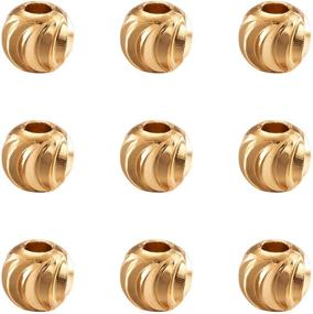 img 3 attached to 📿 Craftdady 100pcs 18K Gold Corrugated Round Spacer Beads 5mm - Tiny Brass Rondelle Ball Loose Beads for Jewelry Making - 1.5-2mm Hole Size